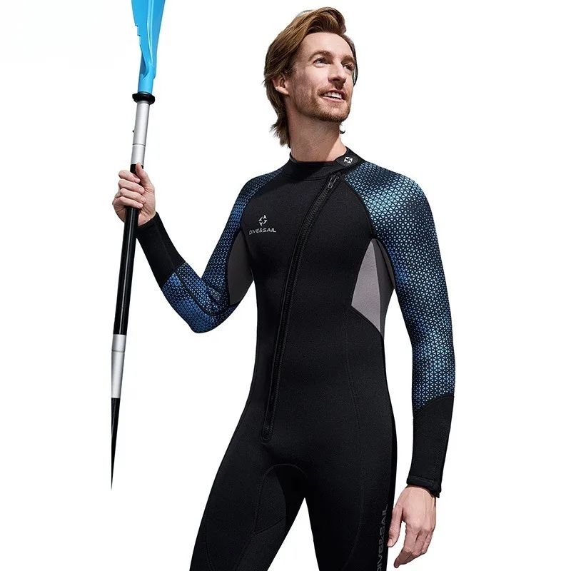 بدلة غطس رجالية دافئة قطعة واحدة مقاومة للبرودة بدلة غطس للسباحة والغوص 3 مللي متر قطعة واحدة دافئة بسحاب أمامي مفتوح