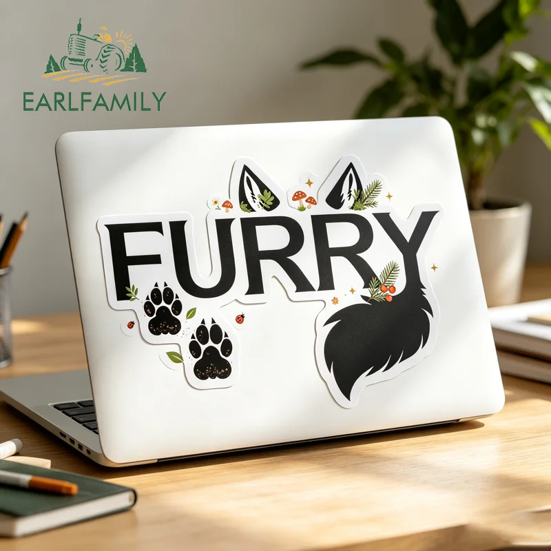 EARLFAMILY Cool Furry Tittle Logo Car Bumper Decal Popular Cartoon Car Gadget Decor Occlusion Scratch Practical Camper Goods