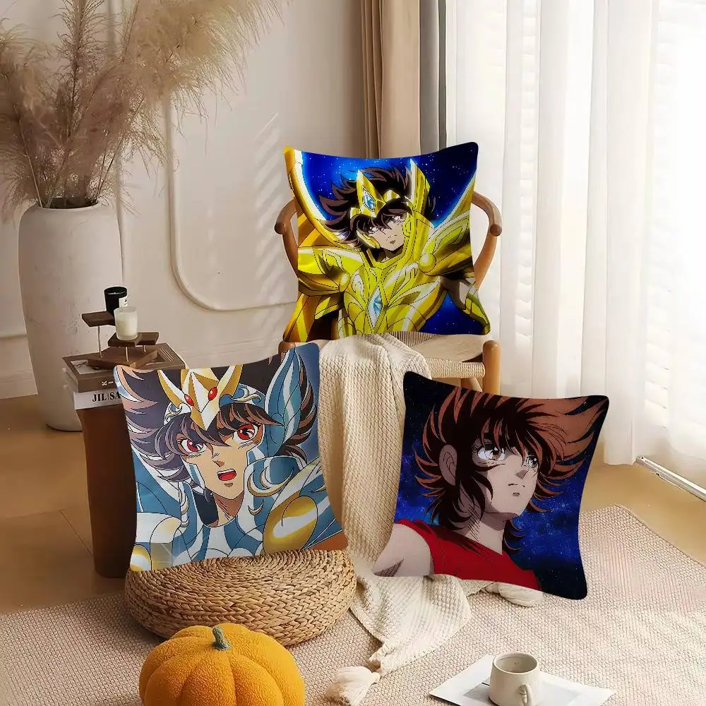 Anime Saint Seiya Cartoon Series Square Pillowcase Soft Waist Sofa Cushion Cover Bedroom Room Pillowcase
