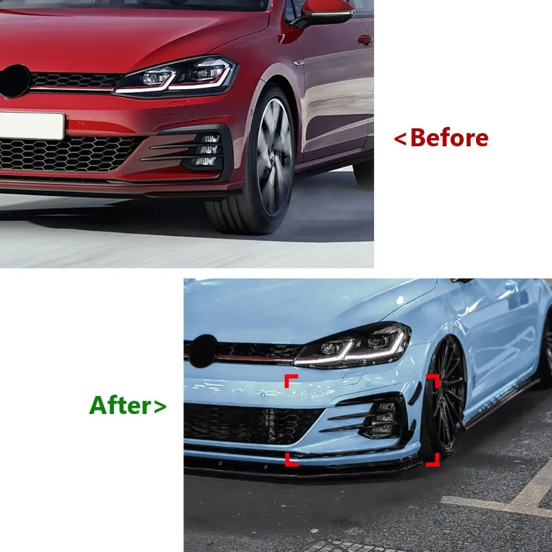 2Set Front Bumper Air Knife Splitter For VW Golf 7.5 GTI 2017-2019 Golf 7.5 GTI Performance Exterior Body Kit Mod Accessories