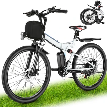 Image 26" Folding Electric Bike for Adults, with 500W Motor,48V 20MPH Removable Battery, Up to 50Miles Range, Cruise Control