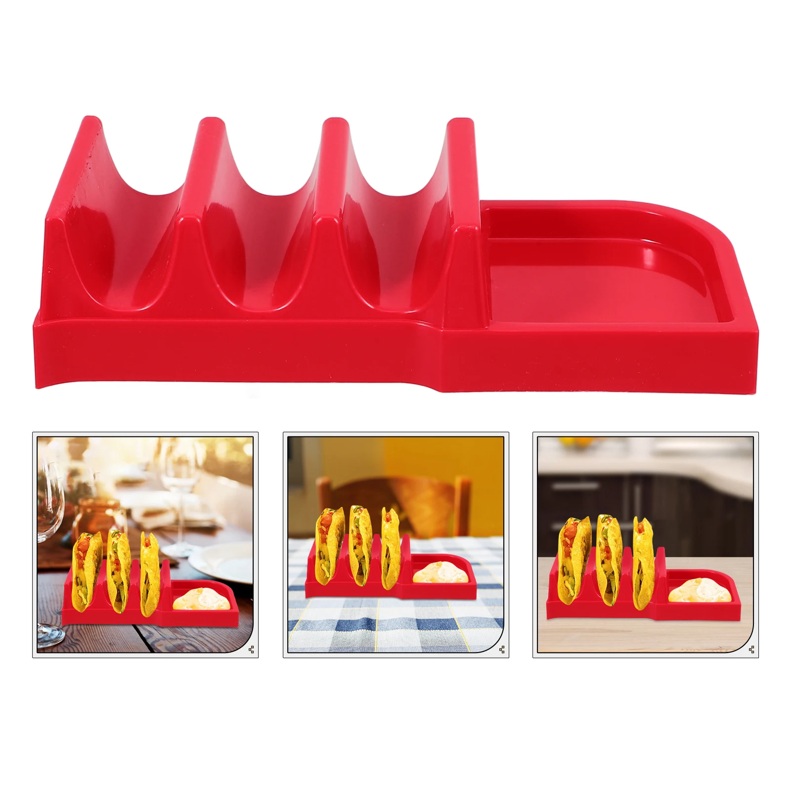 

4pcs Taco Holders Rack Taco Stand For 3 Tacos Display Sauce Tray Tortilla Support Lightweight Plastic Snack Rack For