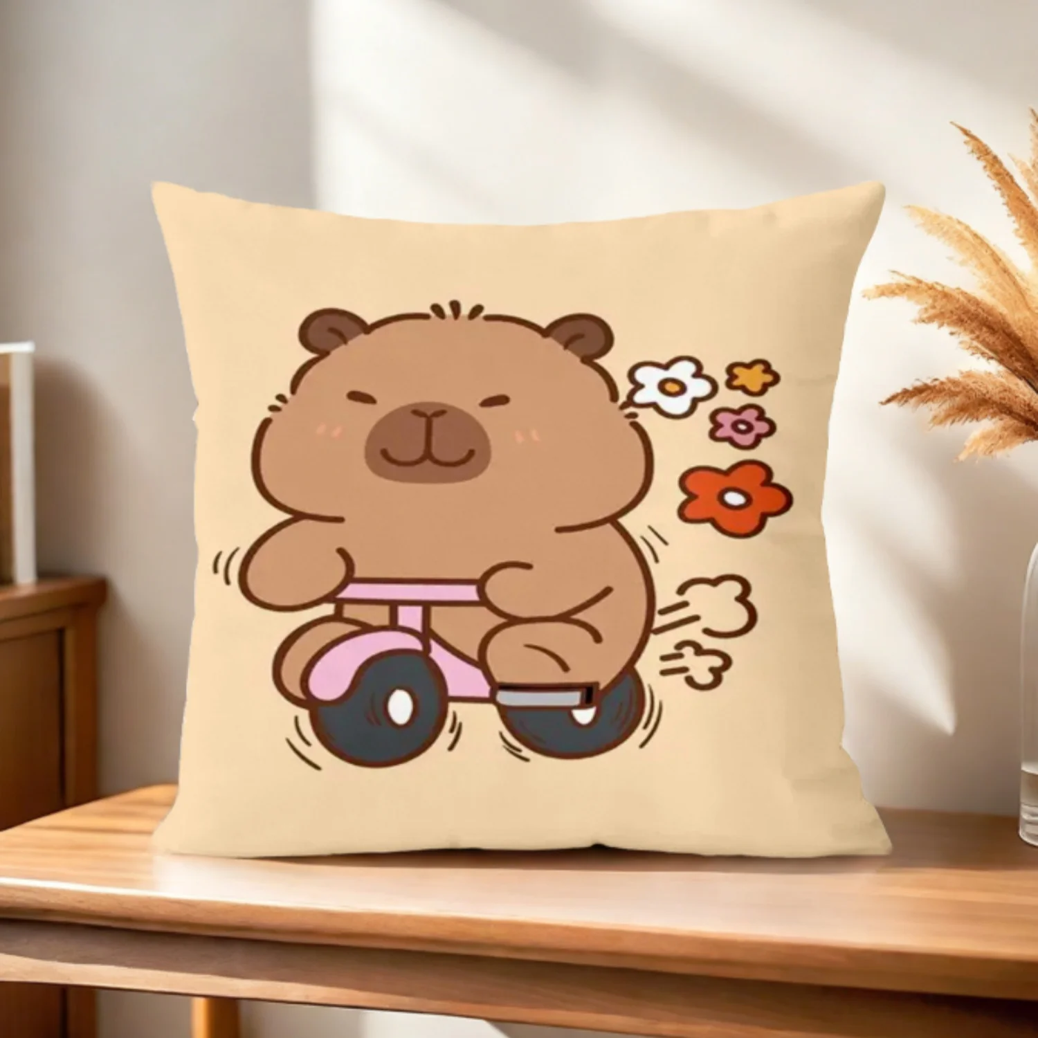 غطاء وسادة كابيبارا اللطيف بتصميم طباعة مسطحة من نسيج البوليستر، نسيج فائق النعومة وصديق للبشرة #2