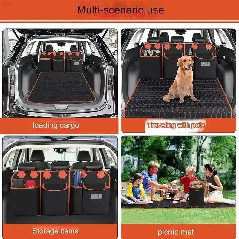 Dog Car Boot Mat,Car pet mat,car trunk mat storage bag with cold storage bag, waterproof anti-slip dog seat cover mat, universal