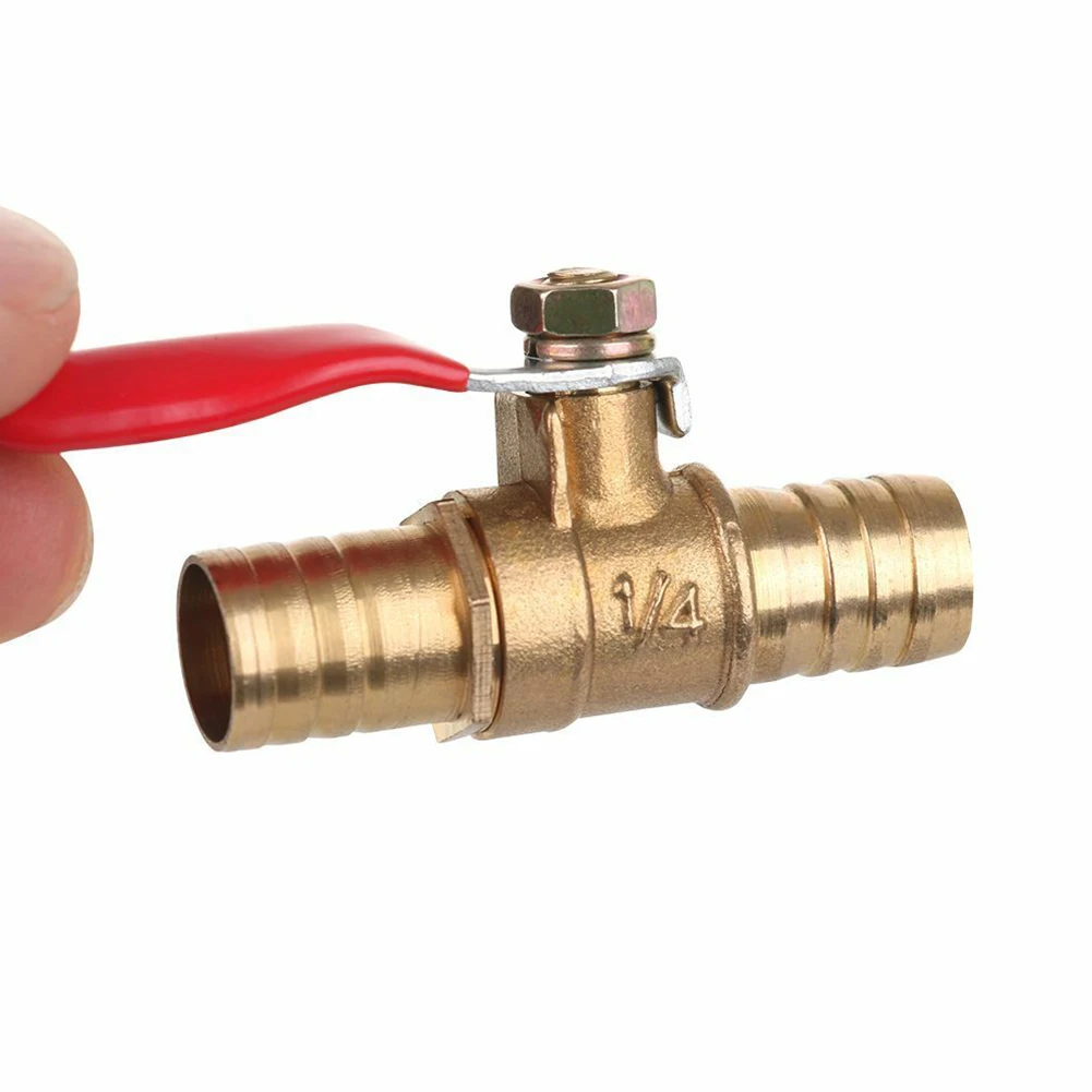 6mm-12mm Brass Small Ball Valve Shutoff Ball Valve Hose Barb Inline Water Oil Air Gas-Fuel Line Small Ball Valve Connector