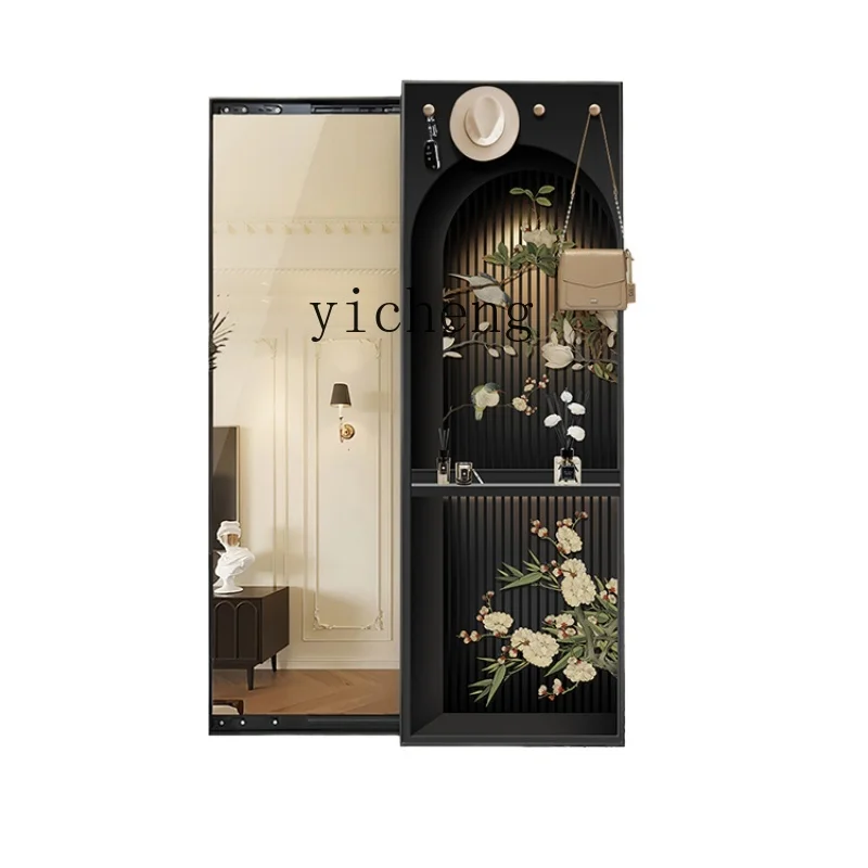 

ZK Antique Style Closed Full Body Floor Mirror Home Hidden Push-Pull Dressing Mirror home decoration accessories