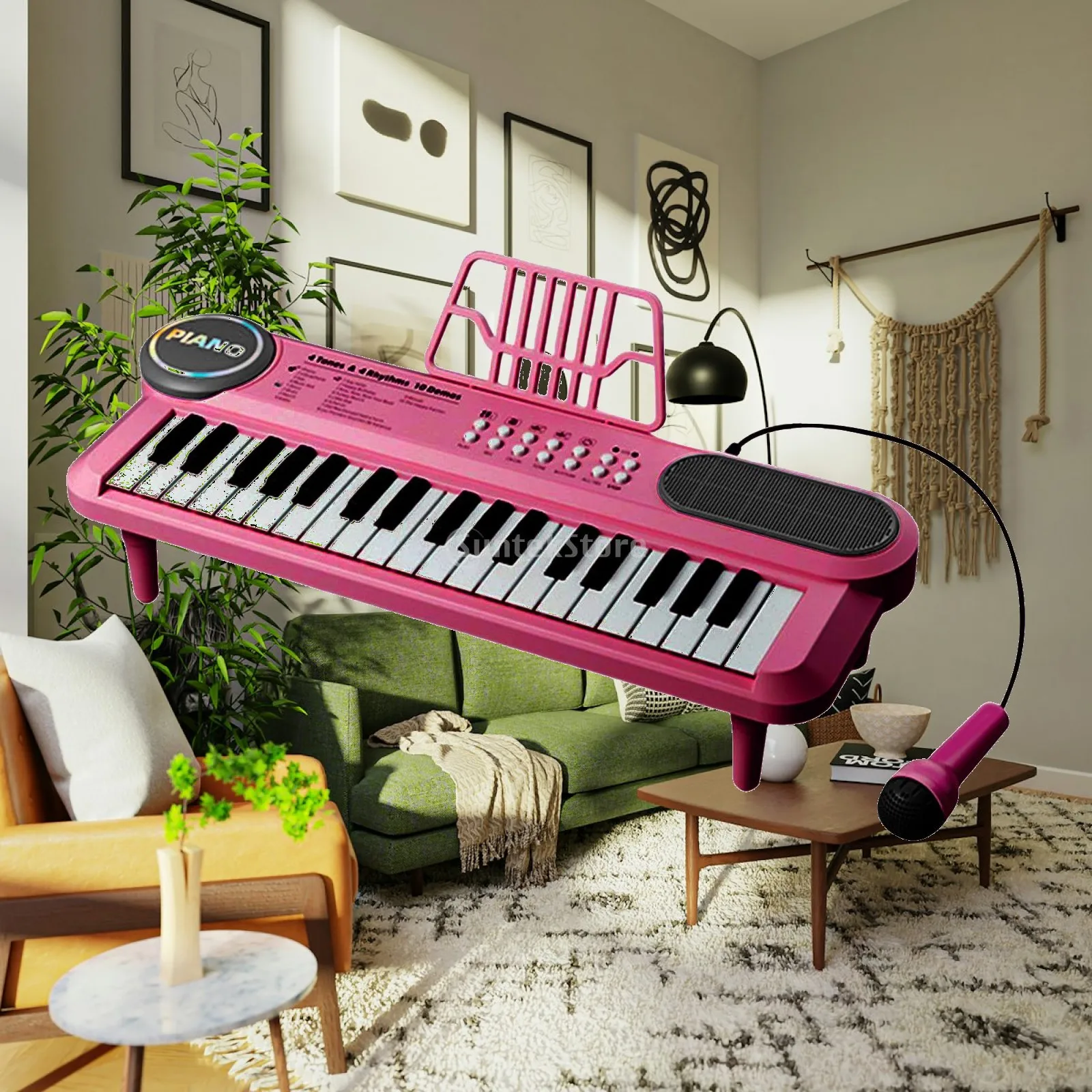 Multifunctional Kids Piano Keyboard with Microphone 37 Key Music Toy for Piano Practice Early Childhood Development