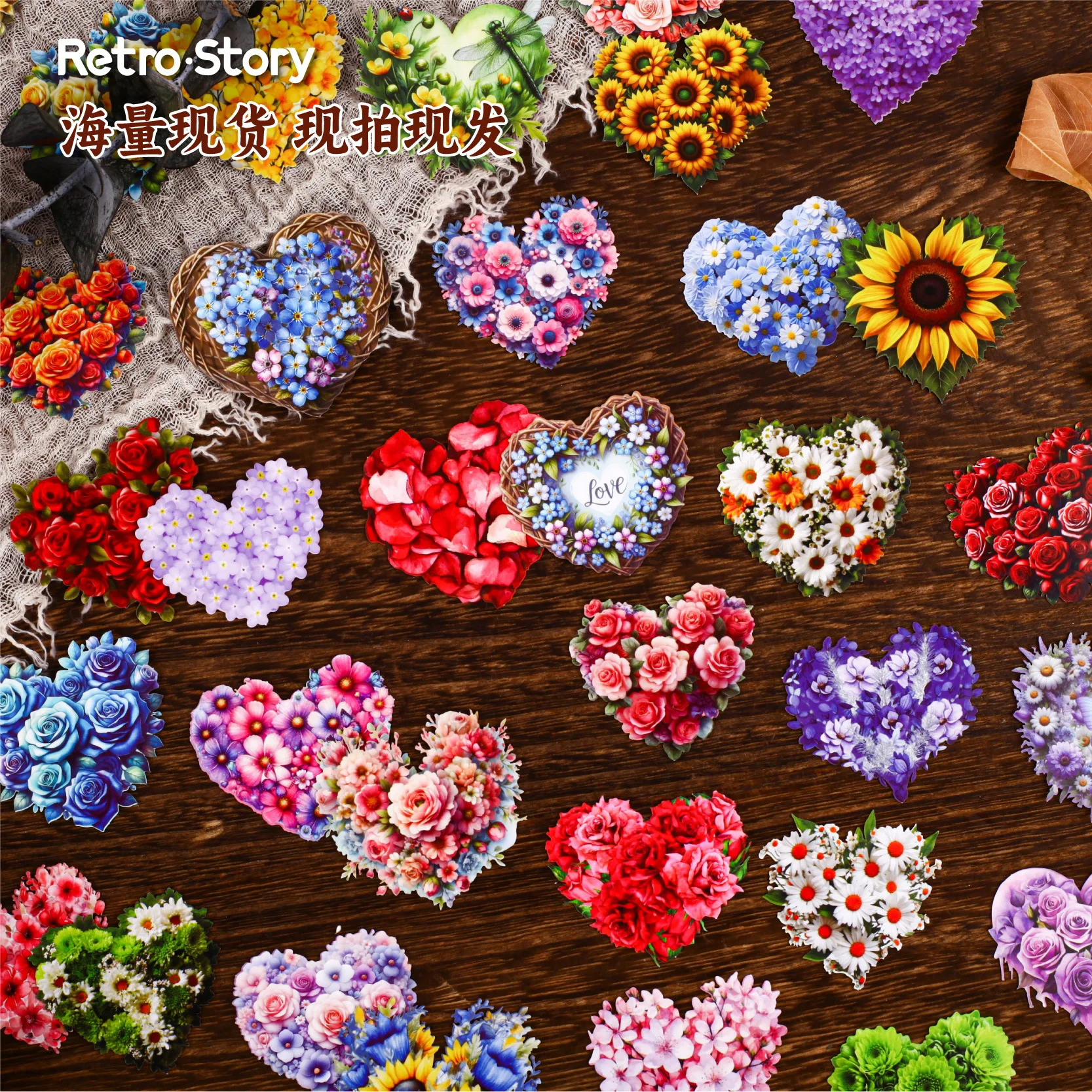16sheets/1lot Kawaii Stationery Stickers heart's flower Diary Planner Decorative Mobile Stickers Craft Sticker