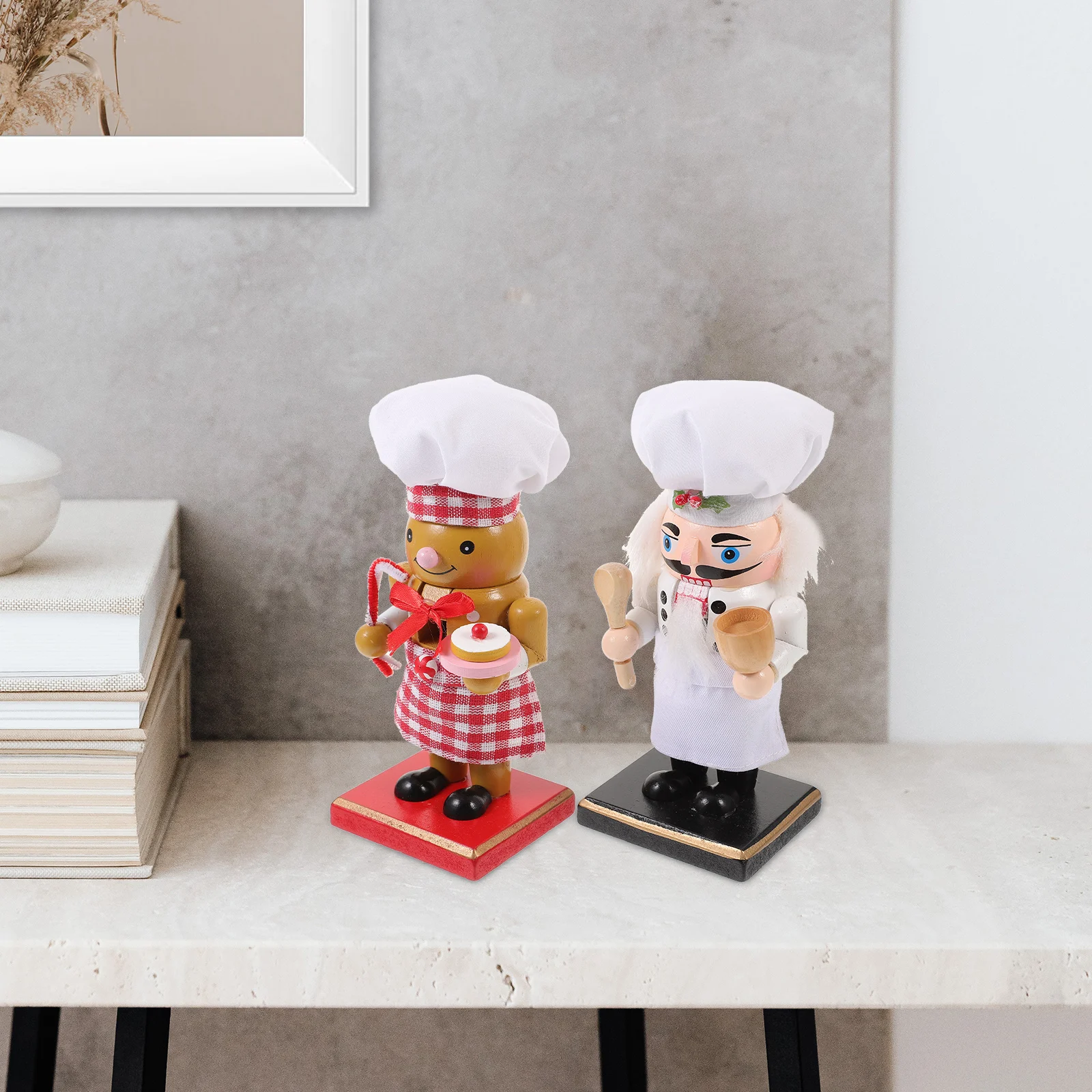 

2Pcs Large Nutcracker Ornament Home Decor Wood Nutcrackers Christmas Figurines Xmas Gift Desktop Wooden Puppet Realistic Mini