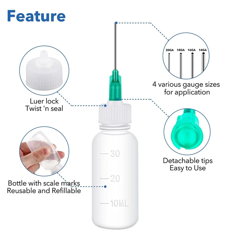 

AB41-30 шт. пустые бутылки с аппликатором для клея, пластиковые сжимаемые бутылки-капельницы 30 мл, 14Ga 16Ga 18Ga 20Ga для нанесения клея