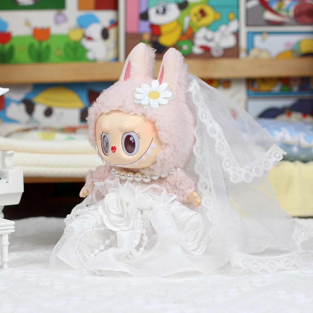 

For 17cm Labubu Baby Clothes Vinyl Pendant Outfit Wedding Dress Labubu Clothes Doll Accessories