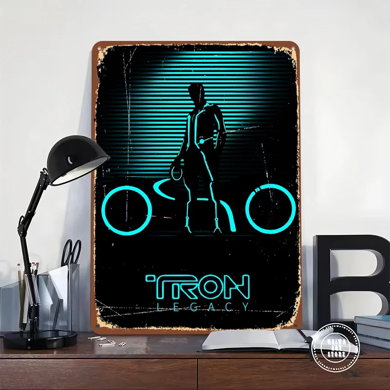Tron Legacy Silhouette Metal Poster Customized Wall Art Retro Vintage Tinplate Signs for Man Cave Desk Decor Bedroom Decorations