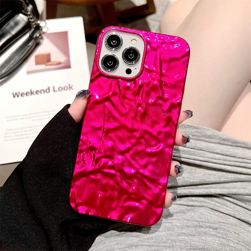 Luxury Plating Tin Paper Pattern Case For iPhone 14 Pro Max 15 13 11 12 XS XR X 8 7 14 Plus Soft Shockproof Phone Back Cover