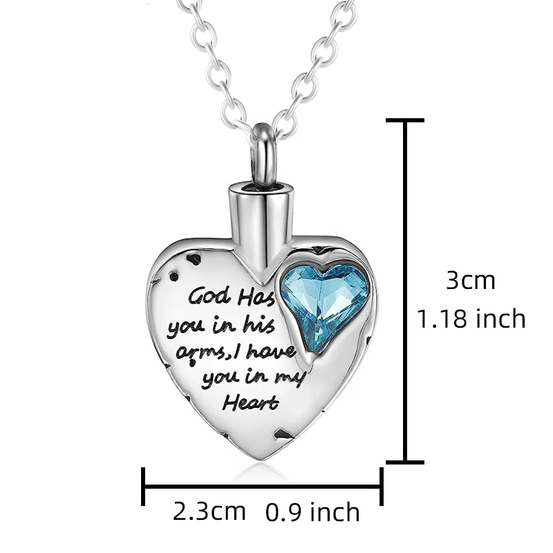 Heart Cremation Jewelry for Ashes Urn Necklace with 12Color Birthstones Ash Necklace Memorial Cremation Necklaces for Women