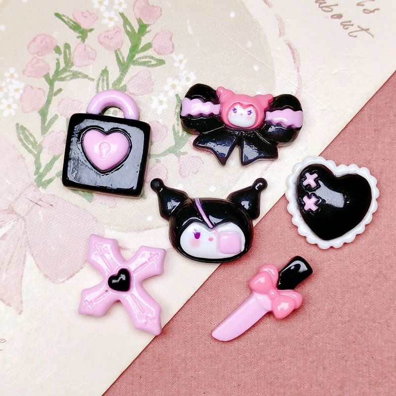 

10 Pcs New Mini Kawaii Cartoon Animal Bow Knot, Dagger Peach Heart Resin Scrapbook Diy Jewelry Children Gift Hairpin Accessories