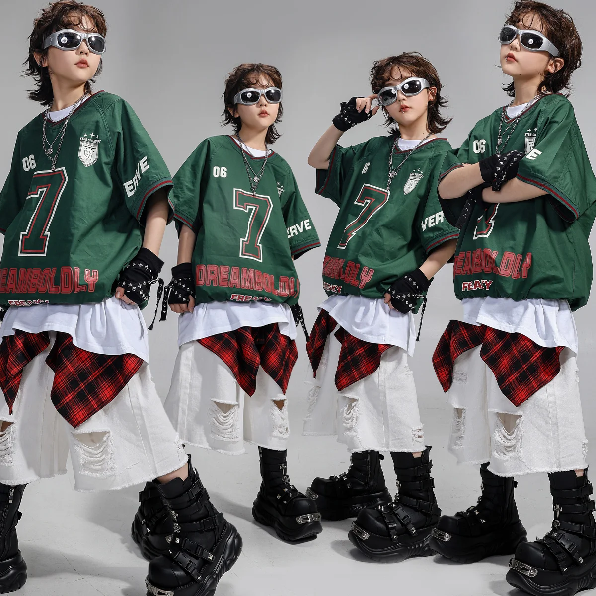 

Girls Hip Hop Tshirt Streetwear Dancing Shorts Boys K-pop Pullovers Kids Jazz Clothes Sets Child Street Dancewear Outfits