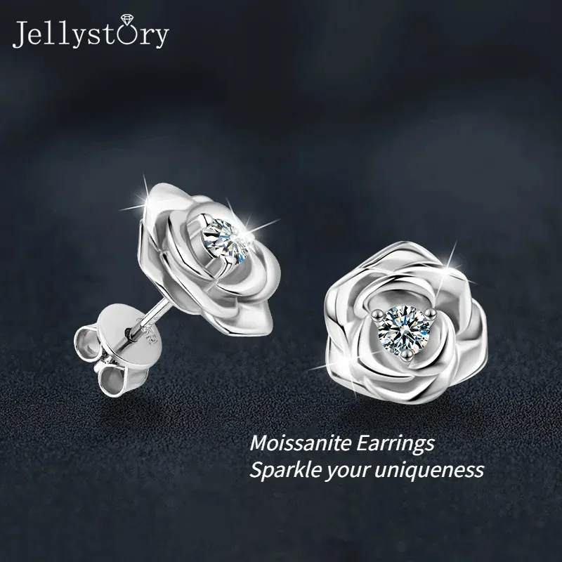

Серьги JellyStory Niche Rose из стерлингового серебра S925 с муассанитом, легкие, роскошные и элегантные, хит продаж, подарок для женщин
