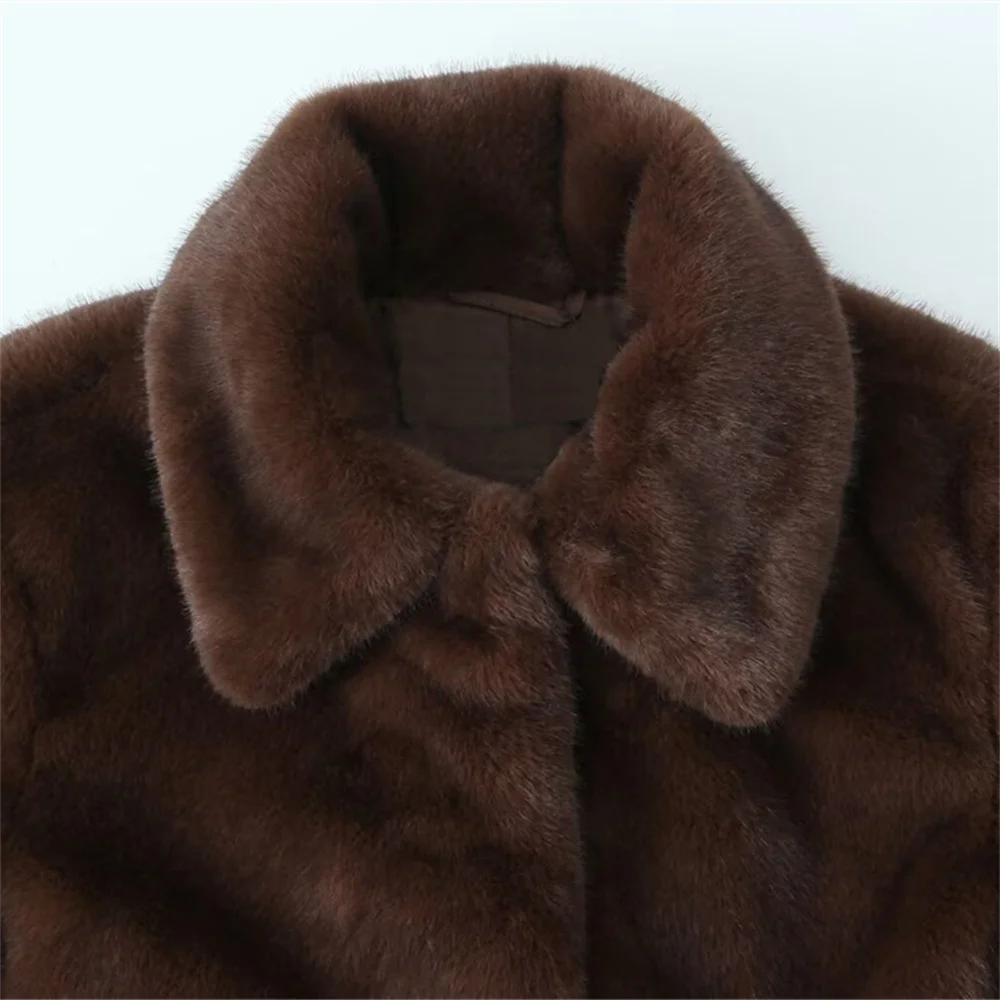 Damen-Plüschjacke, langärmelig, Kragen, einfarbig, Herbst, neue warme und winddichte Plüschjacke