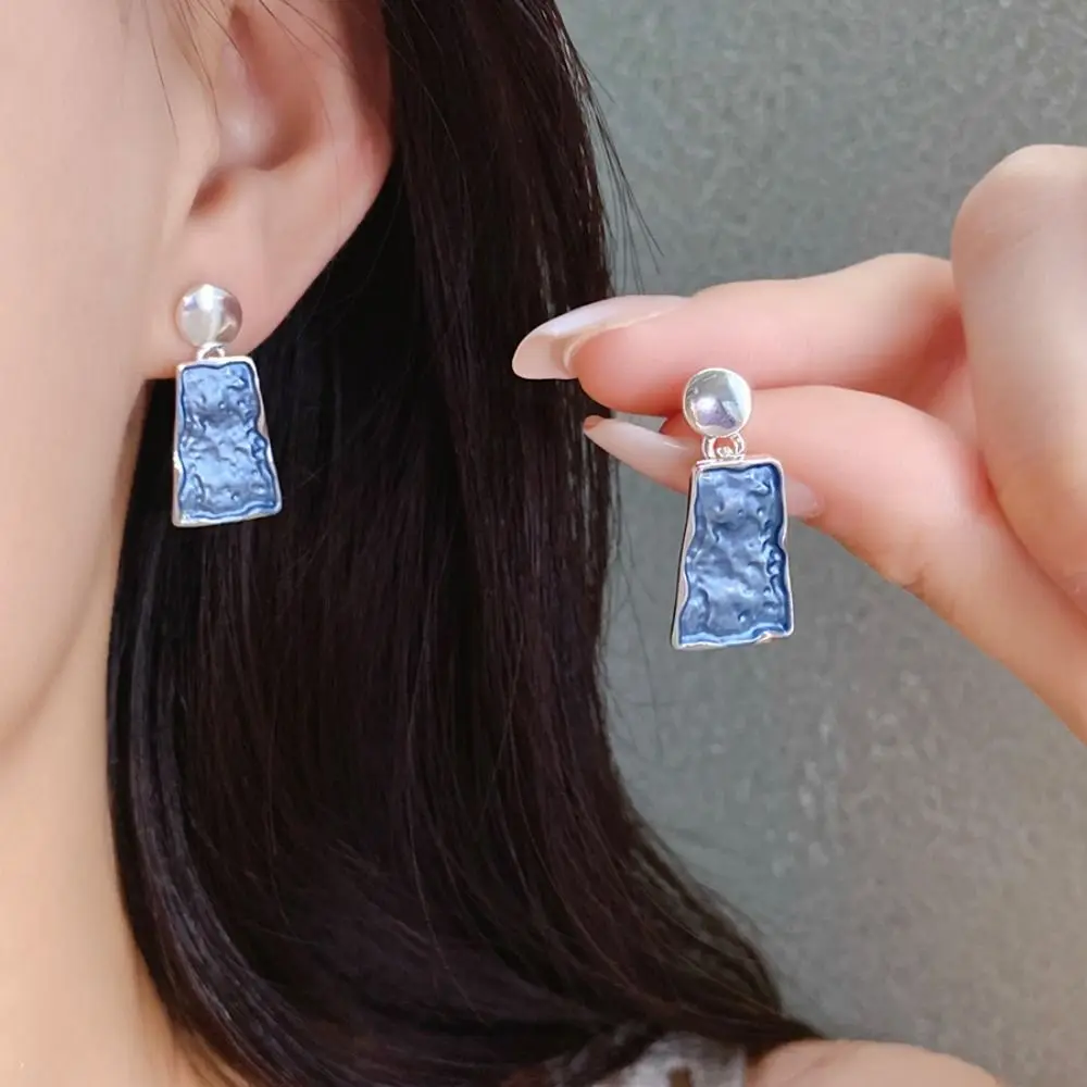 خط هندسي ملون النفط اللوحة الأقراط قلادة مبالغ فيها العصرية المرأة قلادة القرط مجموعة سلسلة الترقوة