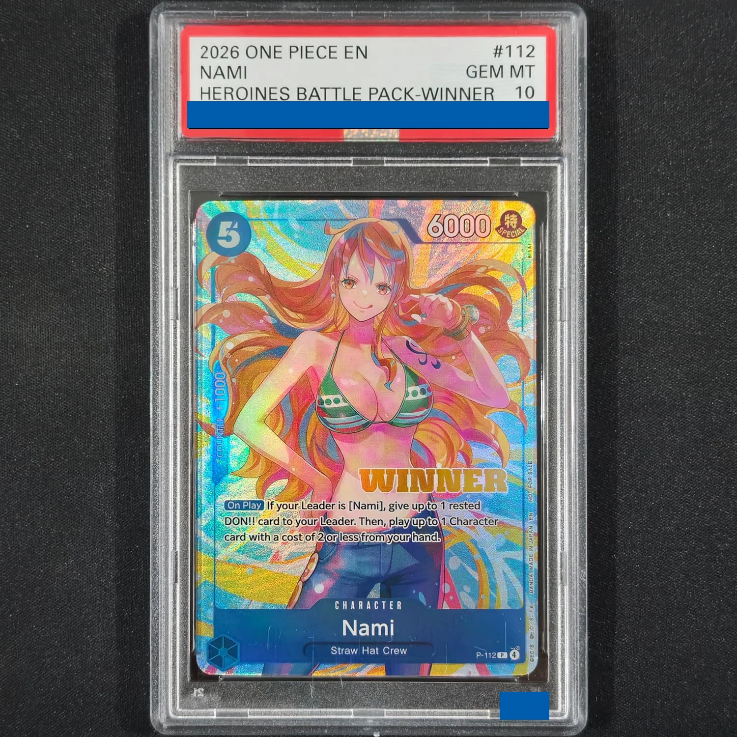 3 style One Piece EN Heroines Battle Pack Winner #112 Nami NICO ROBIN Jewelry Bonney Grade Gem Mint 10 Collection Card