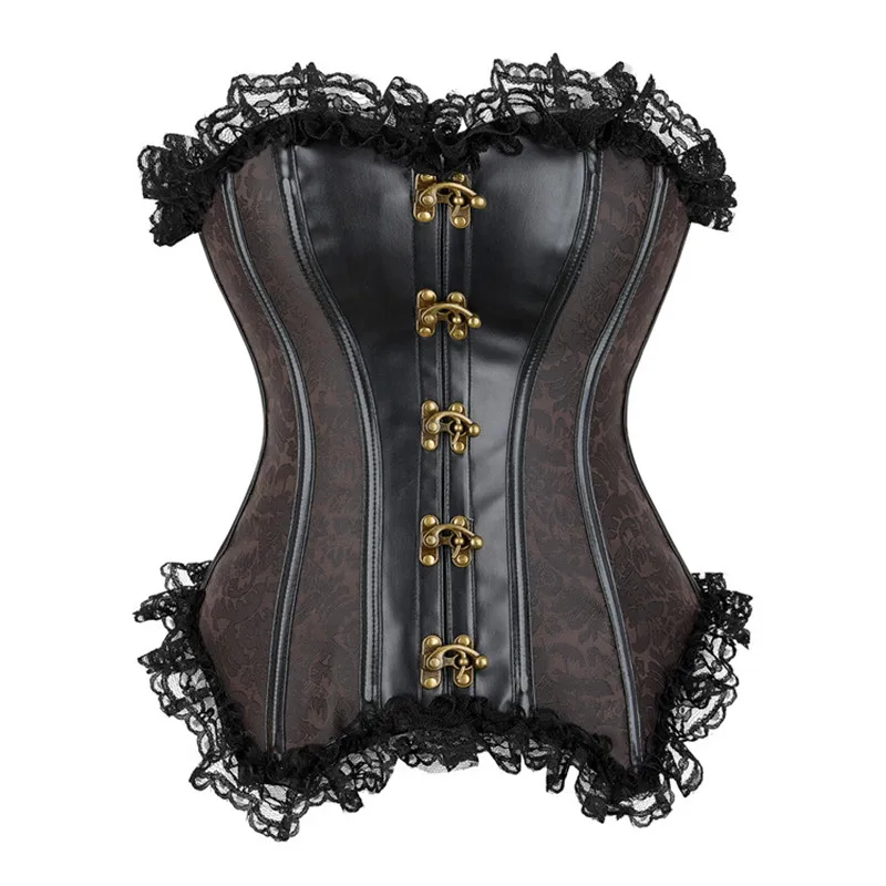 

Steampunk Corset for Women Vintage Jacquard Faux Leather Sexy Corsets Bustiers Gothic Corset Tops Plus Size S-6XL