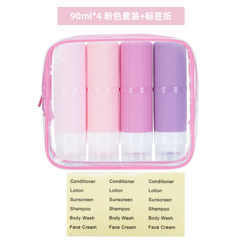 مجموعة زجاجات السفر القابلة لإعادة الملء، غسول شامبو، جل الاستحمام، زجاجات ضغط كبيرة الحجم، مقاومة للتسرب، حاوية فارغة لمستحضرات التجميل السائلة #1