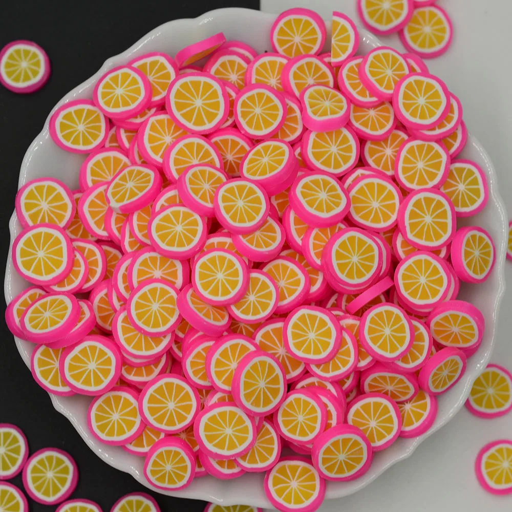 100G/Lot 10mm Polymer Clay Lemon Fruits Sprinkles Lovely Confetti for Crafts Making, DIY