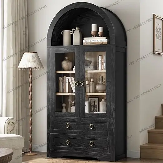 PG Z 67 with Drawers Doors and Shelves,Arched Bookshelf Bookcase China Pantry Storage Cabinet