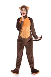 Halloween Outfit Animal Role Play brown monkey Cosplay monkey Jumpsuit Costume zoo adult Halloween