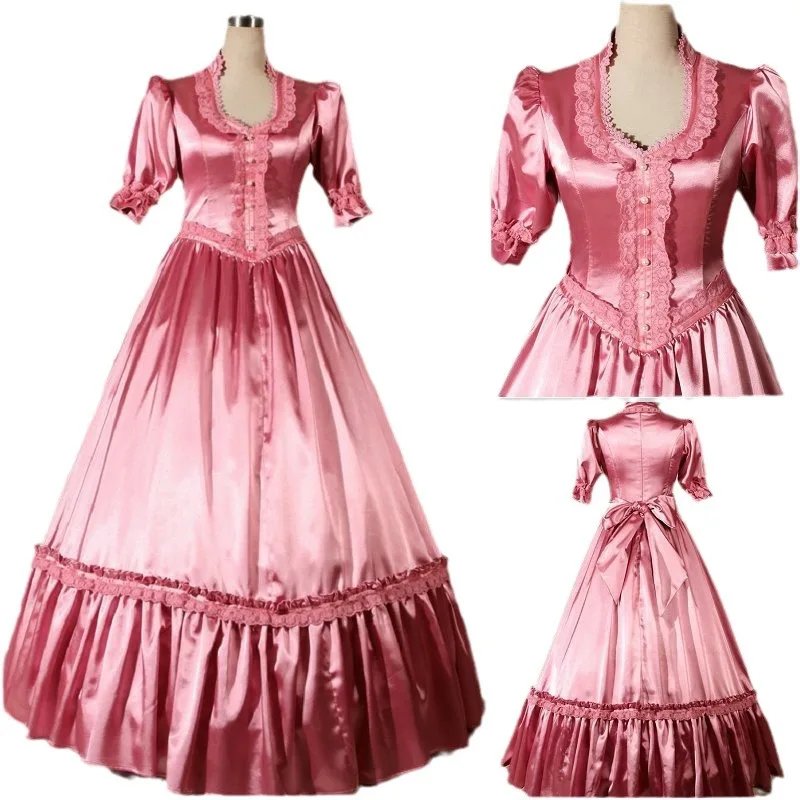 Pink Gothic Lolita Dress for Women Victorian Style Ball Gown Costume