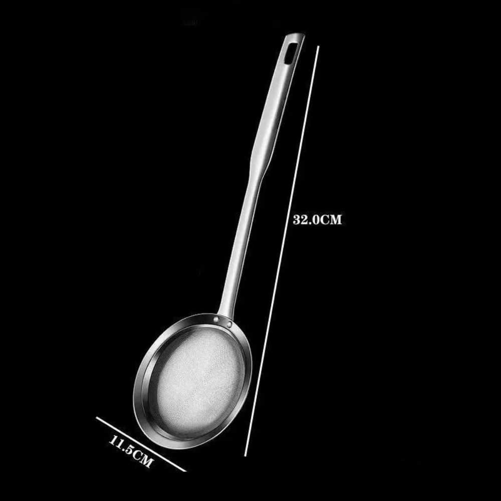 New Stainless Steel Oil Strainer Anti-scalding Fine Mesh Foaming Spoon Thickened Slotted Spoon for Remove Floating Oil Foam
