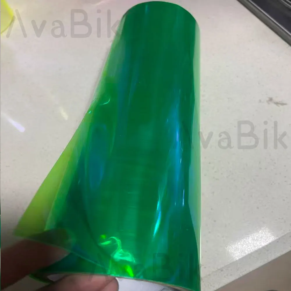 

30*100CM Green Shiny Chameleon Auto Car Styling headlights Taillights Translucent Film lights Turned Change Color Car Stickers