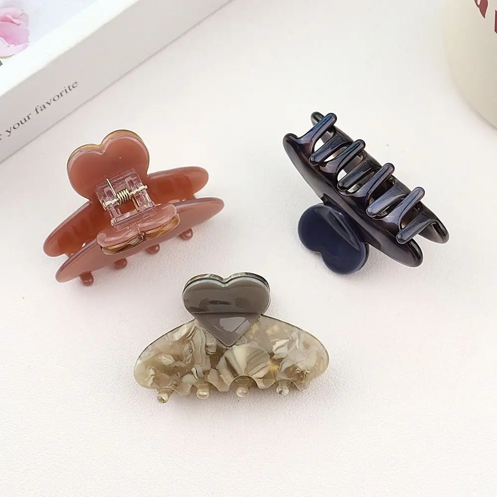 Aksesori rambut wanita, klip cakar rambut asetat kreatif, jepit rambut hiasan kepala cinta