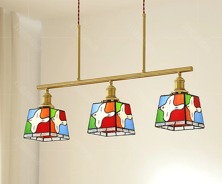 

Brass nostalgic creative handmade stained glass lamp