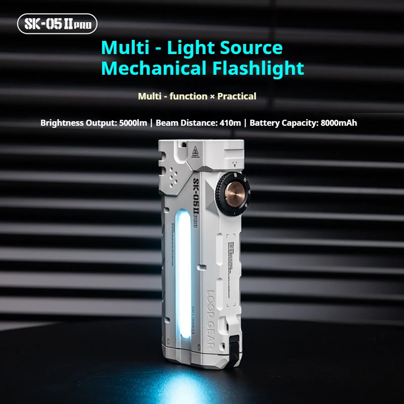LOOP GEAR SK05 Pro 2 Multi‑function EDC Flashlight USB‑C Rechargeable Long Throw Torch Long Runtime For Outdoor Emergency.