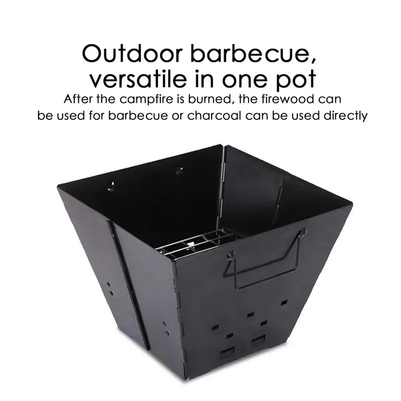 Wood Fire Pits Folding Backyard Fire Pit With BBQ Grill Mesh Campfire Wood Burning Stove Fire Pits & Outdoor Fireplaces For