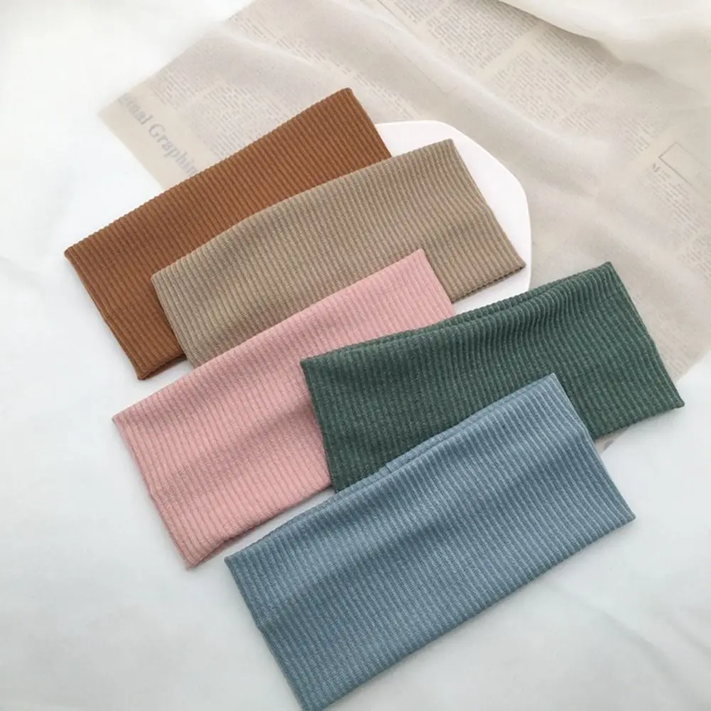 Solid Color Sports Hair Wrap Brace Wide Hair Hoop Female Hairbands Korean Style Headwear Knitted Headband Elastic Hair Bands