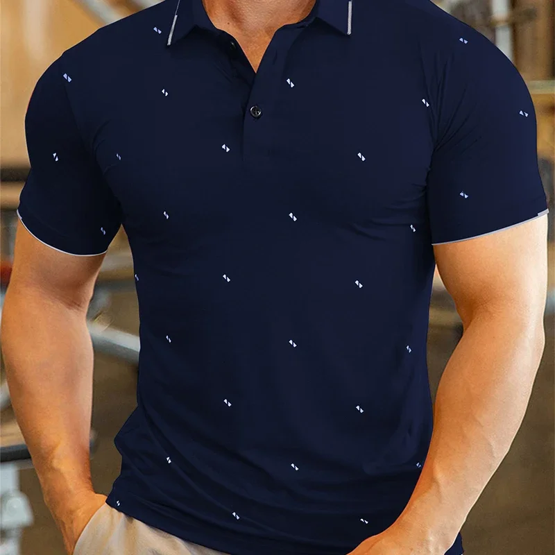 New Summer Men\'s Polo T-shirt High Quality Printed Leisure Sport Breathable Fashion T-shirts