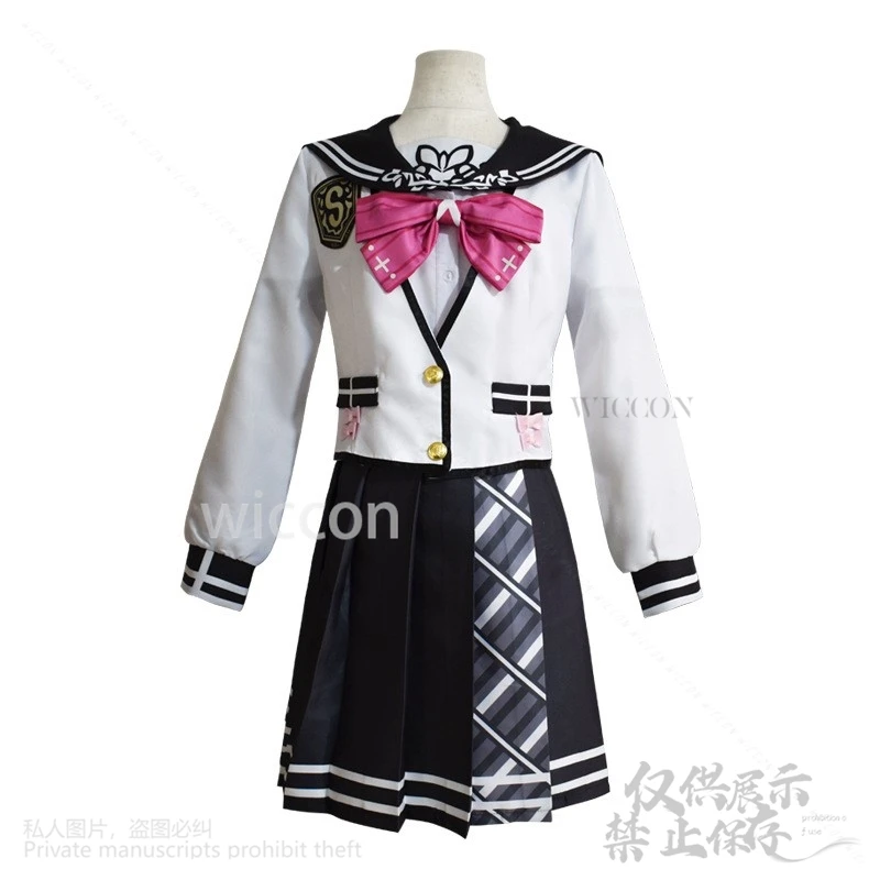 애니메이션 Vtuber 가상 아이돌 Sukoya 코스프레 가나 의상 JK 학교 제복 드레스 로리타 가발 할로윈 크리스마스 맞춤형
