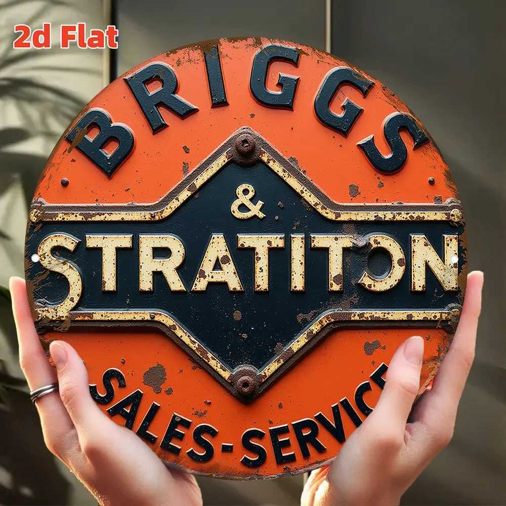 2D Flat, Vintage Briggs & Stratton Logo Emblem Sign - Heavy-Duty Aluminum  Briggs & Stratton Dealership &Service Badge, for Cave