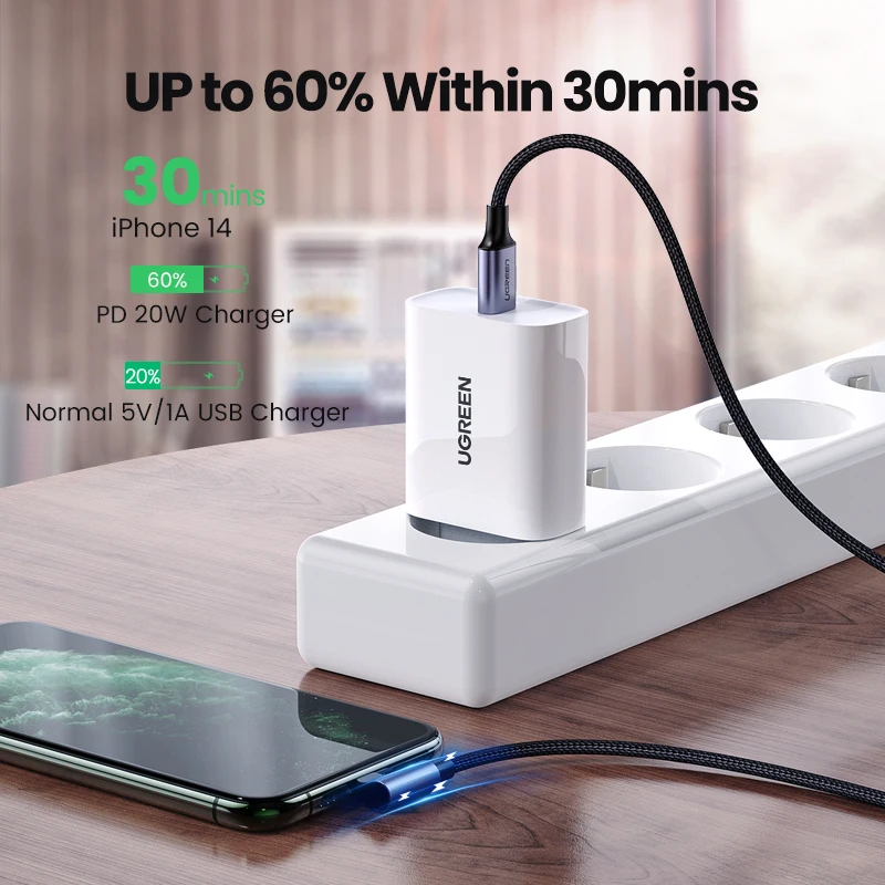 UGREEN MFi PD20W kabel USB C do błyskawicy dla iPhone 14 13 Pro Max typ C szybkie ładowanie kabel danych telefonu dla ipada — zdjęcie produktu 2