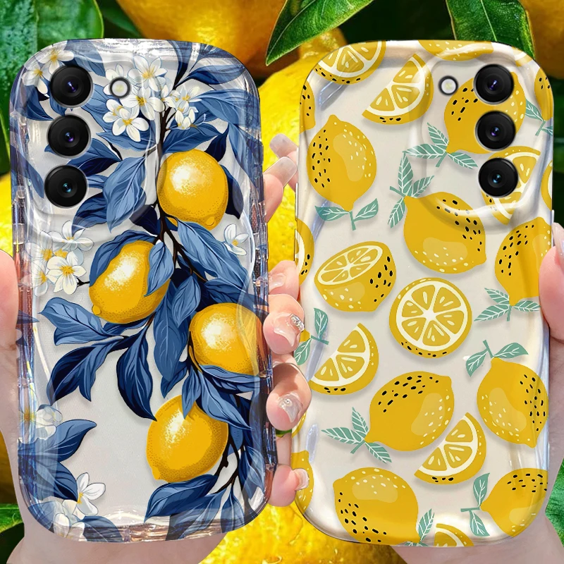 Lemon Wave Case for Samsung Galaxy S25 S24 S23 S22 S21 Ultra Plus S20 FE A73 A72 A71 A56 A55 A54 5G A52 A52S A51 4G Soft Cover