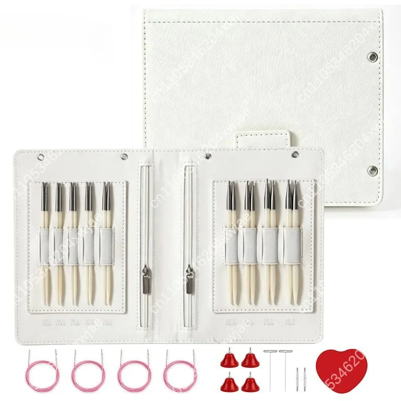 Bovine Bone Interchangeable Circular Knitting Needles Set 9 Pairs Hand Polished Detachable Round Needle Kit for DIY Knitting