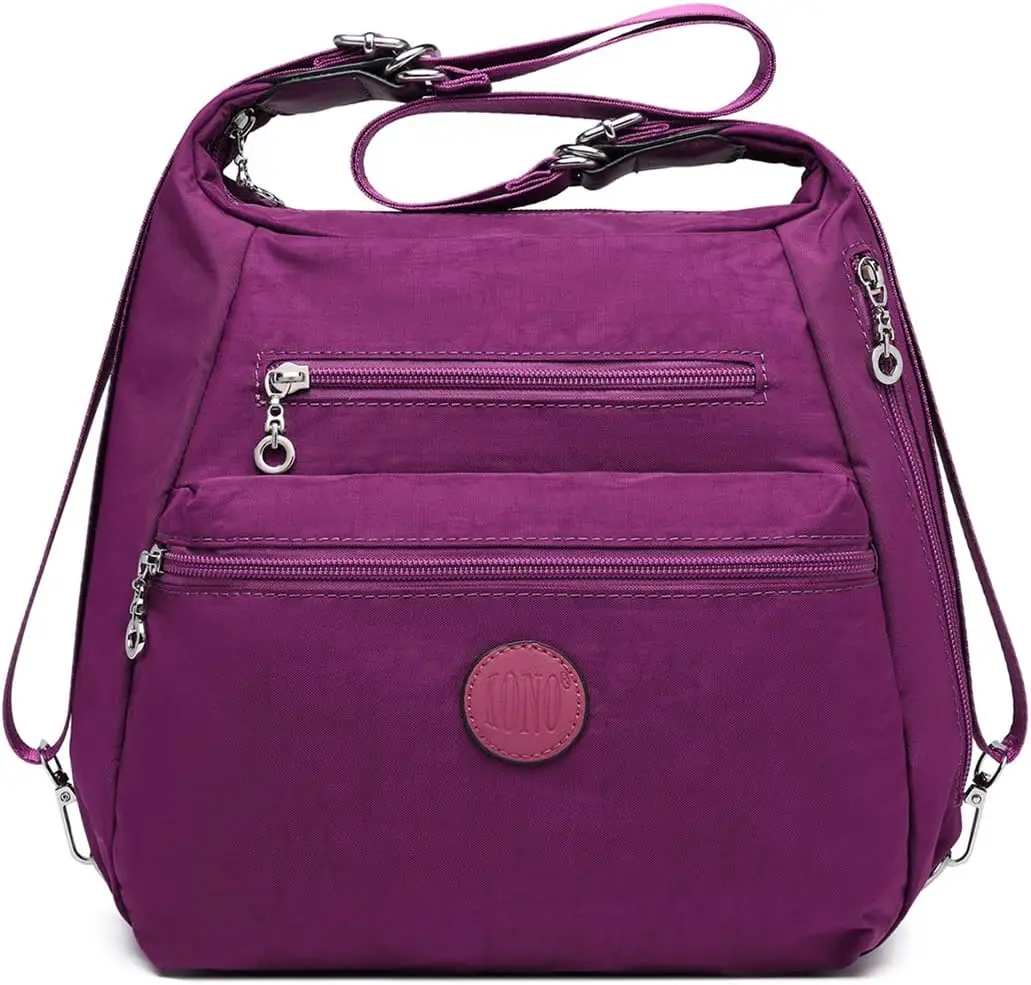 KONO Diebstahlsicherer Nylon-Rucksack, multifunktional, als Schulter- und Umhängetasche nutzbar, Unisex für Alltag und Reisen