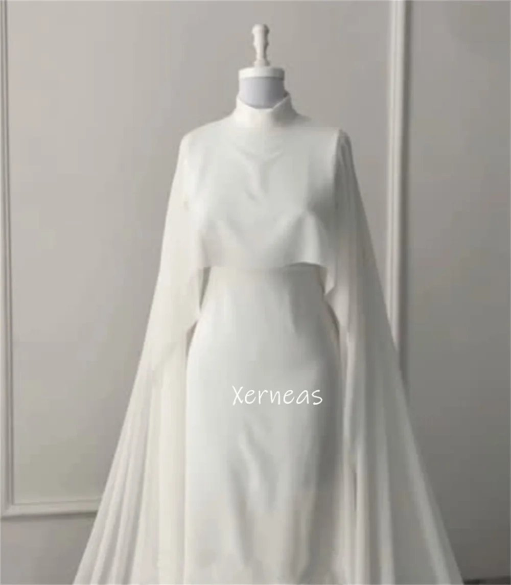 カスタマイズされたジャージ ハイカラー Aライン フロアレングス オーダーメイド オケージョン パーティードレス 結婚式 サイズあり エレガント フォーマル