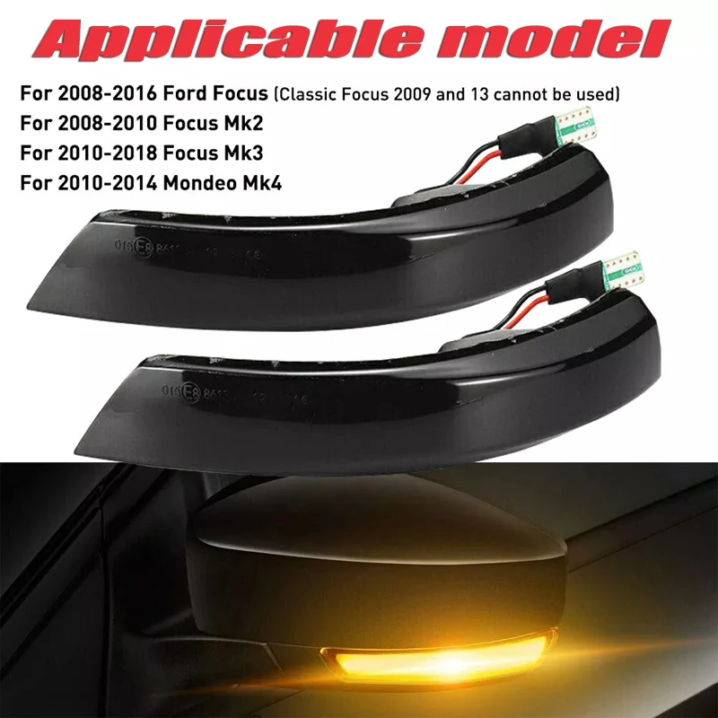 

2Pcs Car Rearview Mirror Streamer Turn Signal Lamp Dynamic LED Signal Indicator Light for Ford Focus Mk3 Mondeo Mk4