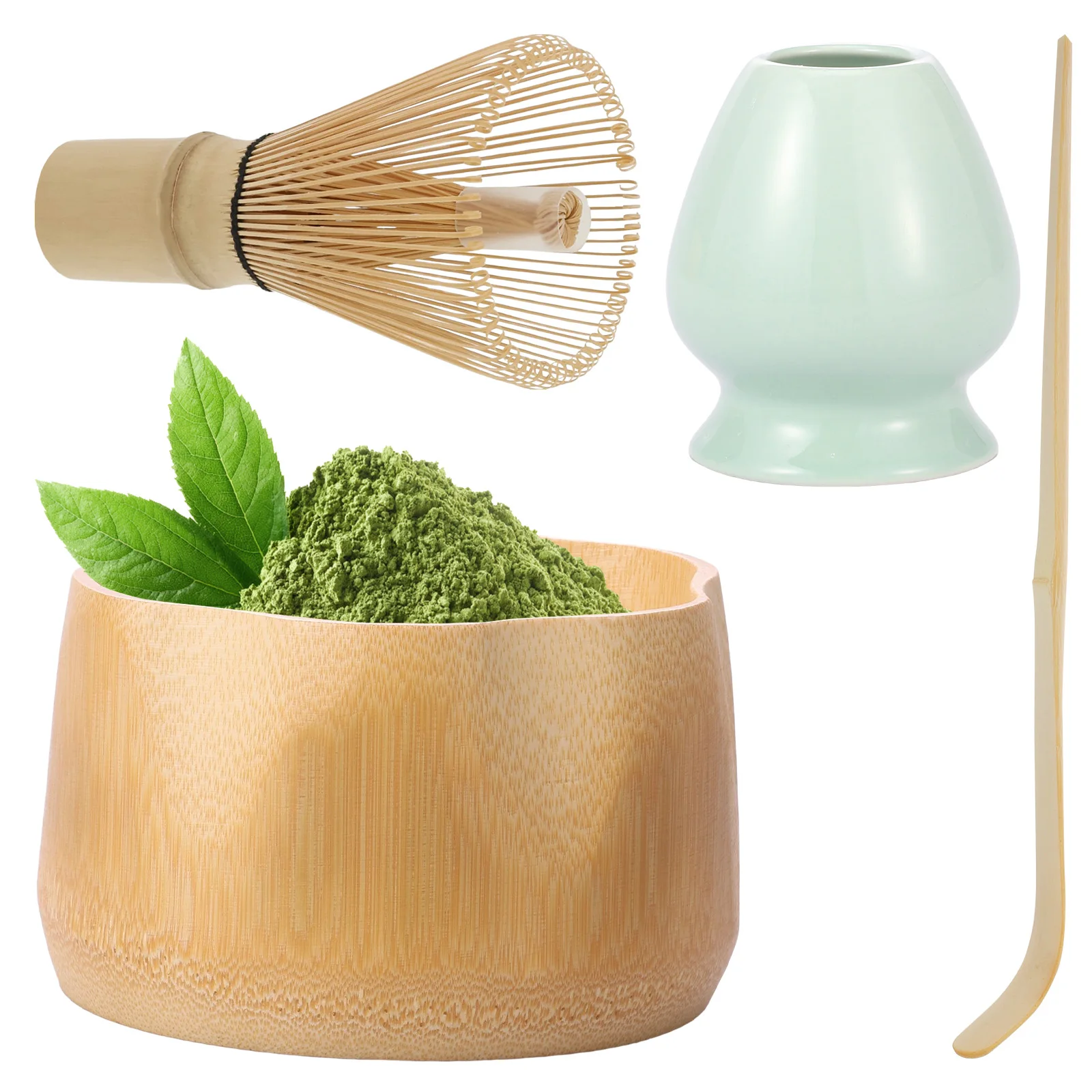 

4Pcs Matcha Set Exquisite Matcha Tea Set Includes Matcha Bowl Matcha Whisk Tea Scoop Matcha Whisk Holder for Tea Lovers