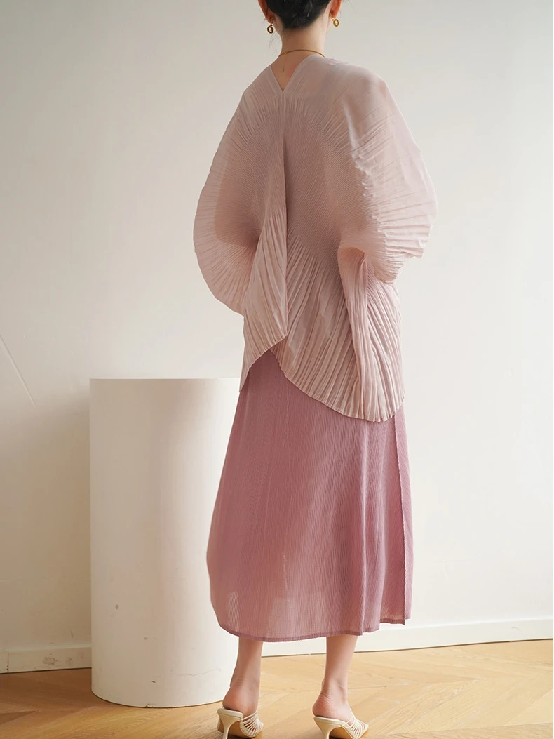

Faionable Midi Loose Chiffon irt Women Summer Thin Simple Color Slimming Sun Protection Folded Cardigan Outerwear