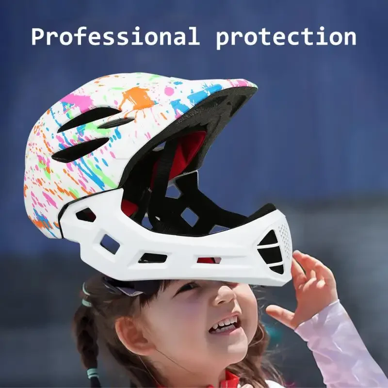 Kids Full Face Helmet Casco Mtb USB Light Detachable Children Cycling Safety Balance Bike Helmet Cycling Equipment 2025