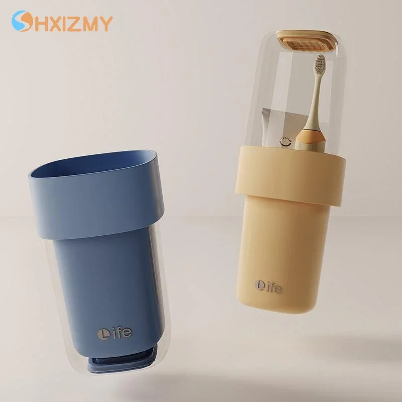 

Портативная дорожная двойная чашка для ванной комнаты, чашка для зубной щетки, чашка для мытья щетки, чашка для полоскания рта, аксессуары для ванной комнаты